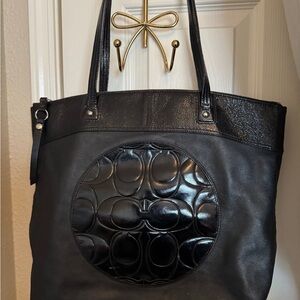 2012 Coach Black Leather Tote Bag